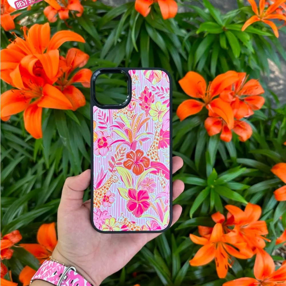 🌺 CaseOn ‘Wildly Chic’ MagSafe Phone Case – Giraffe + Tropical Floral Print